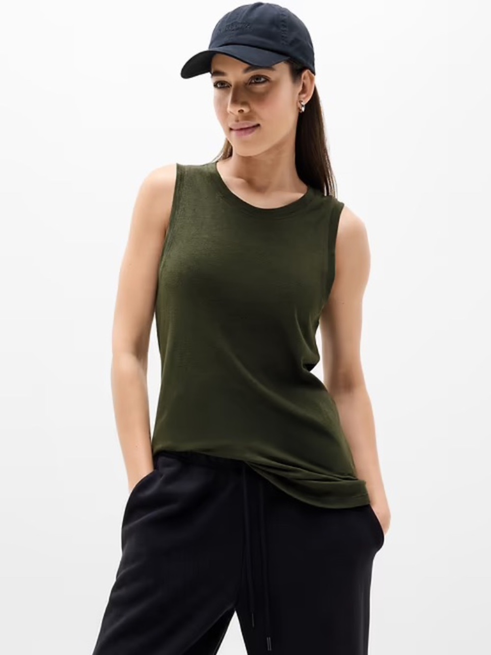 Athleta | M | Breezy Tank Aspen Olive | Breathable Lightweight Travel Tank Top